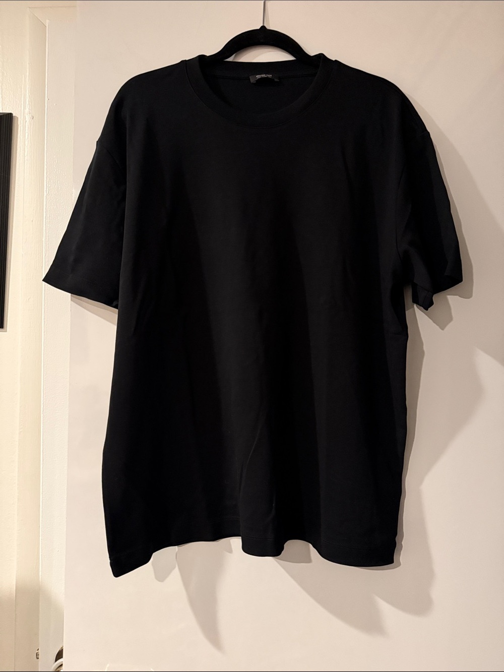 Massimo Dutti Black Short-Sleeve Crewneck Tee - Solid Black